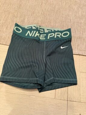 Nike Pro Teal Practice Shorts with Gray Waistband Accents